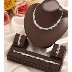 Zestaw biżuterii cyrkonie perła do sukienki 