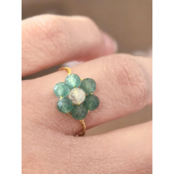 Pierścionek kwiat stokrotka - awenturyn