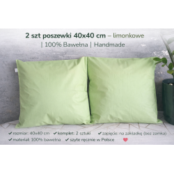 🍈 2 szt poszewki 40x40 cm – limonkowe | 100% Bawełna | Handmade 