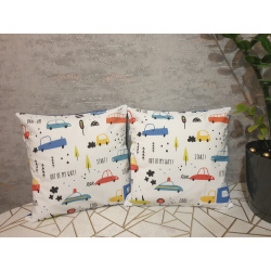 🚗 2 szt poszewki 40x40 cm – auta i pojazdy | 100% Bawełna | Handmade 