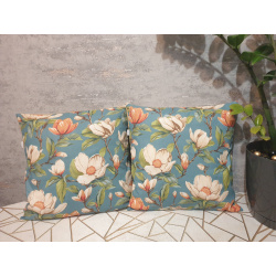 Komplet 2 szt poszewki 40x40cm / kwiat Magnolii / szyte własnoręcznie z materiału bawełna 