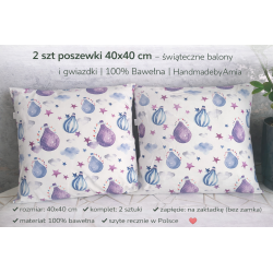 ⭐🎈 2 szt poszewki 40x40 cm – balony i gwiazdki | 100% Bawełna | HandmadebyAmia 