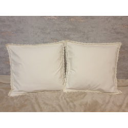 Zestaw 2 szt. poszewek 40x40 cm – ecru z koronką | 100% bawełna | Handmade 