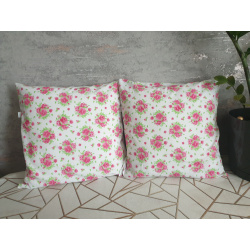  Zestaw 2 szt poszewki 40x40 cm – drobne róże | Wzór dwustronny |100% Bawełna | Handmade 