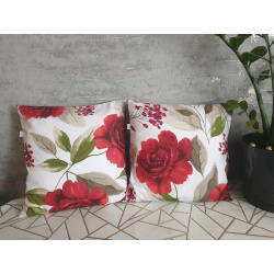 🌹 Zestaw 2 szt poszewki 40x40 cm – czerwone róże |100% Bawełna | Handmade 