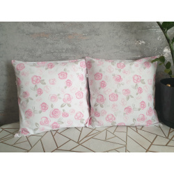 🌸 Zestaw 2 szt poszewki 40x40 cm – pastelowe róże | Wzór dwustronny |100% Bawełna | Handmade 