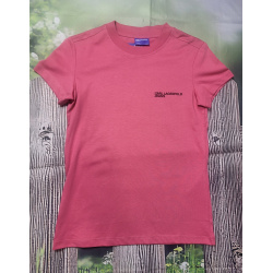 T-shirt damski Karl Lagerfeld Jeans różowy S – slim fit, organic cotton, logo
