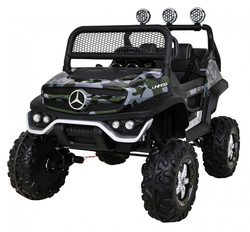 Mercedes Benz Unimog dla dzieci Lakier Moro Napęd 4x4 Pilot Bagażnik Wolny Start MP3 LED