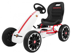 Gokart ABARTH na pedały dla dzieci Biały Koła EVA Hamulec ręczny Wolny bieg