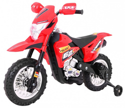 Motorek Cross dla dzieci Pojazd na akumulator Czerwony Pomocnicze kółka Dźwięki LED