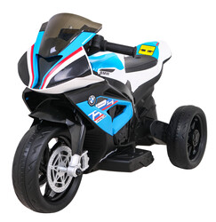 Motor BMW HP4 na akumulator dla dzieci Niebieski 3 Koła LED MP3 USB Ekoskóra