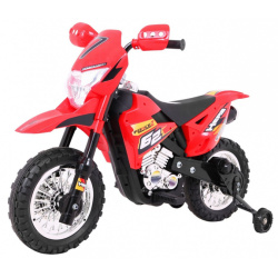 Motorek Cross dla dzieci Pojazd na akumulator Czerwony Pomocnicze kółka Dźwięki LED