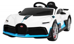 Bugatti Divo Autko na akumulator dla dzieci Biały Pilot EVA Wolny Start LED MP3