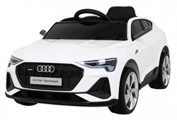 Audi E-Tron Sportback dla dzieci Biały Pilot Napęd 4x4 Wolny Start Radio MP3 LED