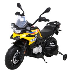 Motor BMW F850 GS na akumulator dla dzieci Żółty Kółka pomocnicze Audio LED Wolny Start EVA