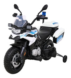 Motor Policyjny BMW F850 GS na akumulator dla dzieci Kółka pomocnicze Syrena Światła 2 Kufry Wolny Start