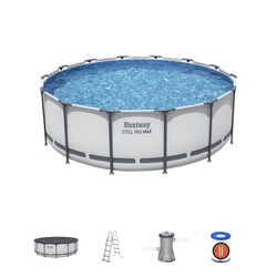Basen stelażowy Steel Pro MAX 427x122 Szary 14FT BESTWAY 5w1 Akcesoria