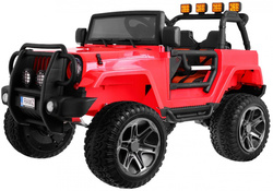 Auto terenowe typu jeep Monster 4x4 dla dzieci Czerwony Pilot Regulacja siedzenia MP3 LED Bagażnik Plecak
