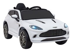 Aston Martin DBX na akumulator dla dzieci Biały Pilot EVA Pasy Wolny Start Audio LED