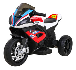 Motor BMW HP4 na akumulator dla dzieci Czerwony 3 Koła LED MP3 USB Ekoskóra