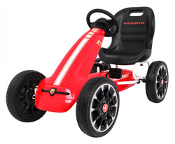 Gokart ABARTH na pedały dla dzieci Czerwony Koła EVA Hamulec ręczny Wolny bieg