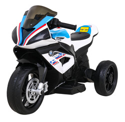 Motor BMW HP4 na akumulator dla dzieci Biały 3 Koła LED MP3 USB Ekoskóra