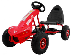 Gokart Champion na pedały dla dzieci 3 Czerwony Pompowane opony Regulowane siedzisko Ręczny hamulec
