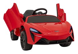 McLaren Artura na akumulator dla dzieci Czerwony Napęd 4x4 Pilot Wolny Start EVA Audio LED