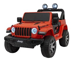 Jeep Wrangler Rubicon na akumulator dla dzieci Pomarańczowy Pilot Radio MP3 LED Koła EVA