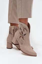 Botki Model Zazoo 3647 Cappuccino Zamsz - Step in style