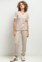 Bluzka Model T39412 WhiteBeige Paski - Tessita