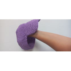 Lawendowa czapka z daszkiem handmade na szydełku, dżokejka rękodzieło