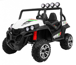 Terenowe Grand Buggy Lift dla dzieci Biały Napęd 4x4 Pilot Bagażnik Radio MP3 LED