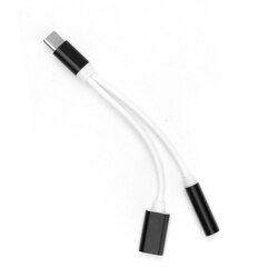 Adapter AUX 2w1 Typ C męski do Typ C żeński Jack 3,5 mm żeński czarny