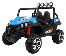 Grand Buggy Strong Lift dla dzieci Niebieski Napęd 4x4 Pilot Bagażnik Radio MP3 LED