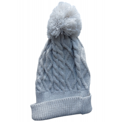 Czapka Zimowa Biało-Szara z Pomponem – Ciepło i Styl na Zimę! ❄️🧢