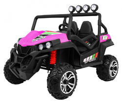 Terenowe Grand Buggy Lift dla dzieci Różowy Napęd 4x4 Pilot Bagażnik Radio MP3 LED