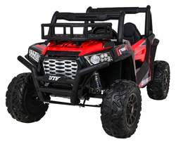 Buggy UTV Terenówka dla dzieci Czerwony Pilot Bagażnik Wolny Start EVA MP3 LED