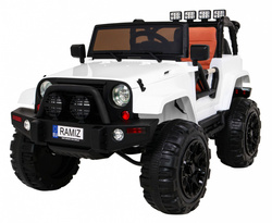 Auto na akumulator All Terrain dla dzieci Biały Terenówka typu jeep Pilot Światła Dźwięki