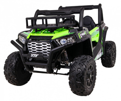 Buggy UTV Terenówka dla dzieci Zielony Pilot Bagażnik Wolny Start EVA MP3 LED