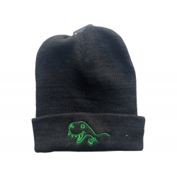 Czapka Zimowa Czarna z Małym Dinozaurem – Ciepło i Styl w Prehistorycznym Wydaniu! 🦖