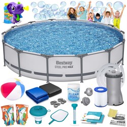 Basen ogrodowy stelażowy 427 x 84 cm 17w1 Bestway 56595 maszynka do baniek GRATIS