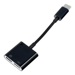 Adapter AUX 2w1 Typ C męski do Typ C żeński Typ C żeński BOX czarny DAC