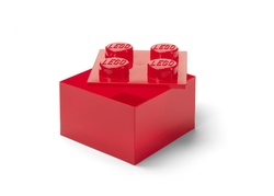 LEGO pojemnik klocek czwórka transparentny czerw.