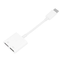 Adapter AUX 2w1 Typ C męski do Typ C żeński Typ C żeński BOX biały DAC