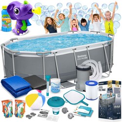 Basen ogrodowy stelażowy 305 x 200 x 84 cm 17w1 Bestway 5614A maszynka do baniek GRATIS