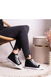 Czarne wysokie trampki z koronką Bonifakima - Solea