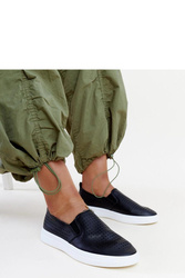 Czarne ażurowe wsuwane tenisówki Dafina - Solea