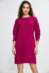 Sukienka z zakładkami na rękawach S267 Fuksja - Nife