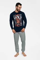 Piżama Męska Model Block 40023-59X NavyGrey - Henderson